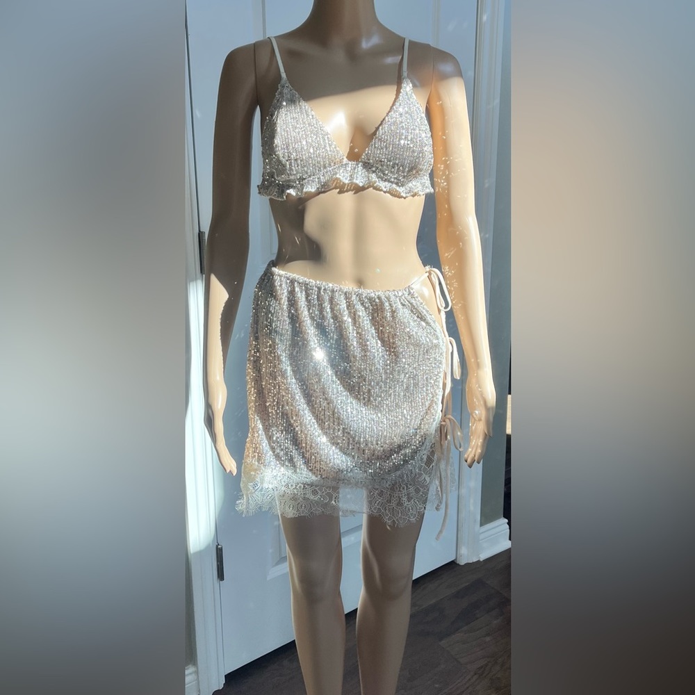 Freepeople Sequence Slip Skirt and Bra Set